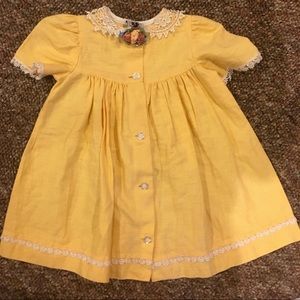 Vintage yellow linen 2T toddler dress